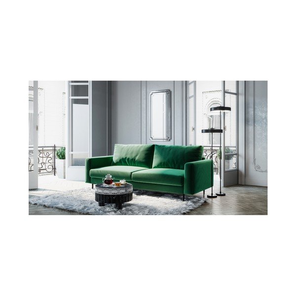 Tumši zaļš samta dīvāns Devichy Levie, 222 cm-image-3