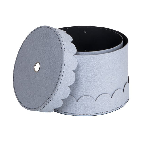 Gaiši pelēkas kartona uzglabāšanas kastes ar vāku (2 gab.) ø 26x17,5 cm Wilma – Bigso Box of Sweden-image-3