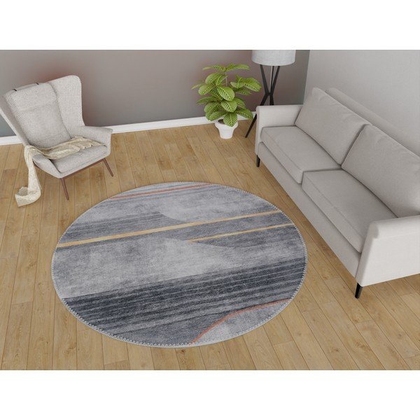 Pelēks mazgājams apaļš paklājs ø 120 cm Yuvarlak – Vitaus-image-1