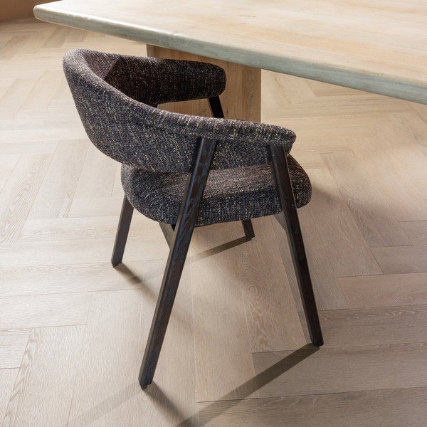 Tumši brūns polsterēts pusdienu krēsls ar roku balstiem Tunar – WOOOD-image-1