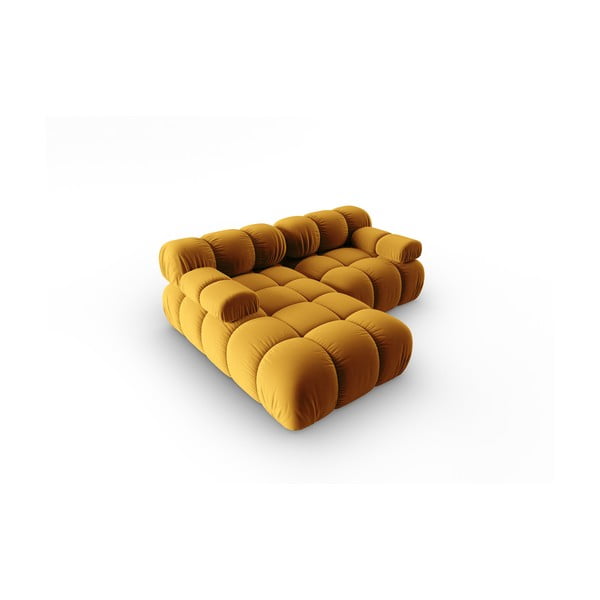 Dzeltens samta dīvāns 191 cm Bellis – Micadoni Home-image-4