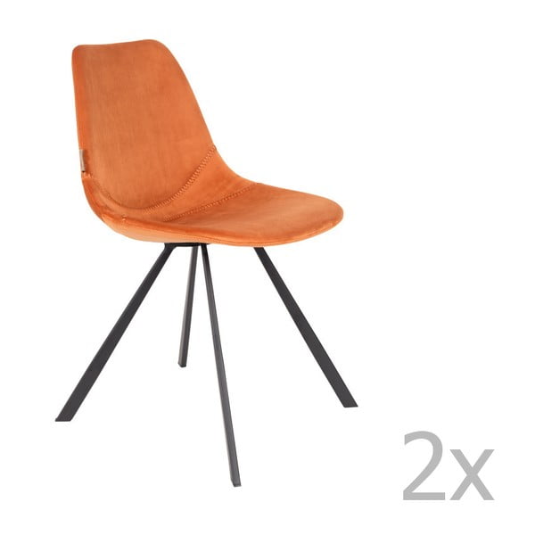 2 oranžu krēslu komplekts ar samta polsterējumu Dutchbone Franky