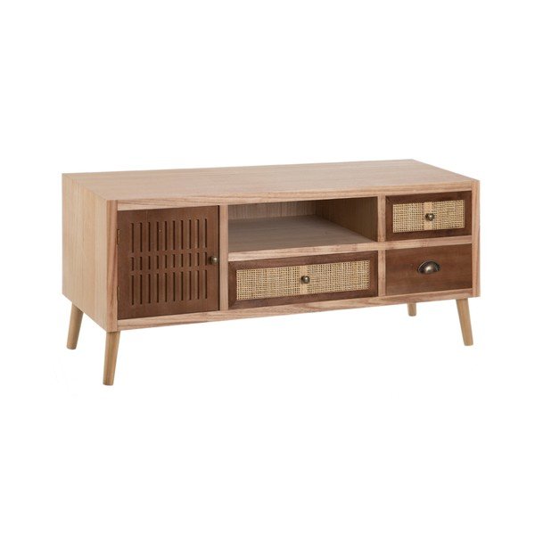 Dabīga toņa paulonijas masīvkoka TV galdiņš 120x52 cm Sasha – Ixia