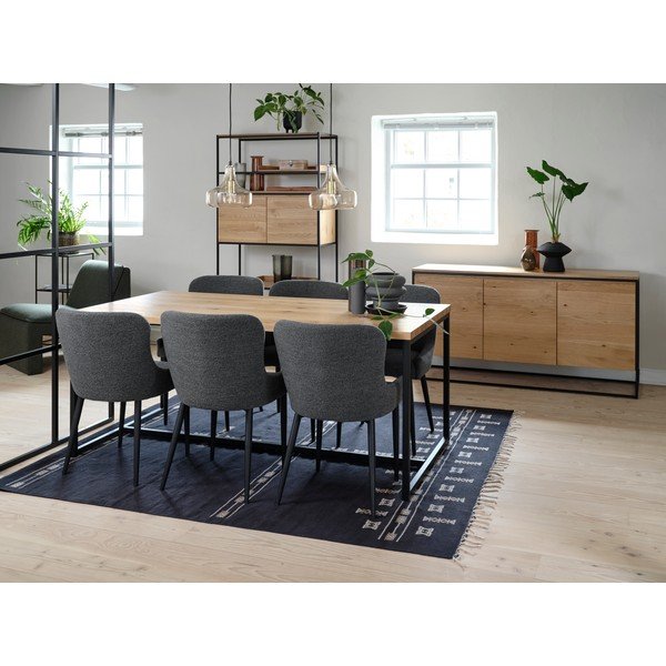 Dabīga toņa ēdamgalds ar ozolkoka imitācijas galda virsmu 90x180 cm Rivoli – Unique Furniture-image-2