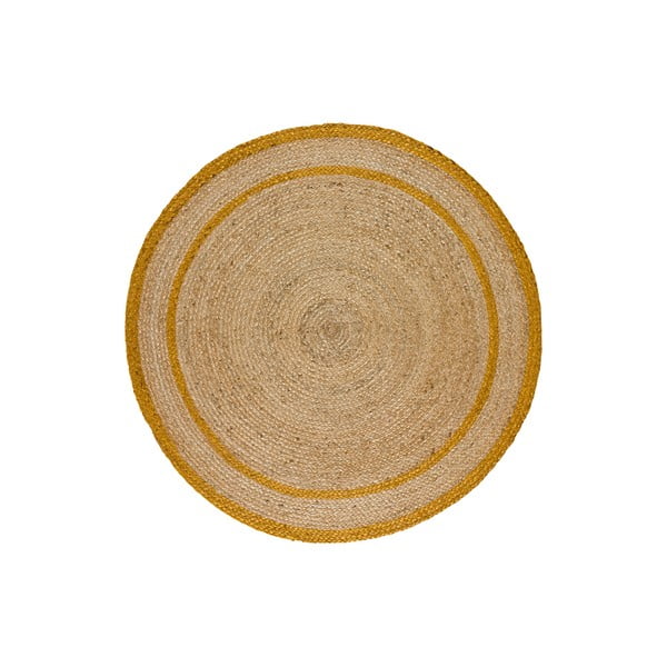 Sinepju dzeltens/dabīga toņa apaļš paklājs ø 90 cm Mahon – Universal