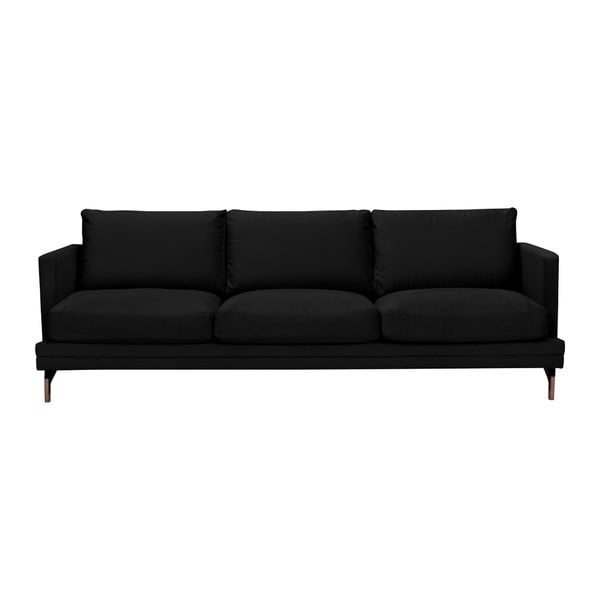 Melns trīsvietīgs dīvāns ar zelta dīvāna pamatni Windsor & Co Sofas Jupiter