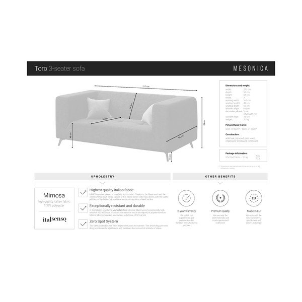 Medus dzeltens dīvāns MESONICA Toro, 217 cm-image-3