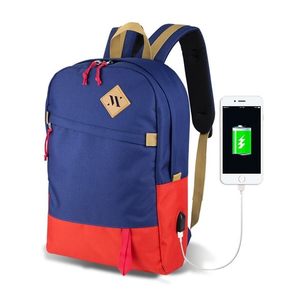Zila/sarkana mugursoma ar USB portu My Valice FREEDOM Smart Bag
