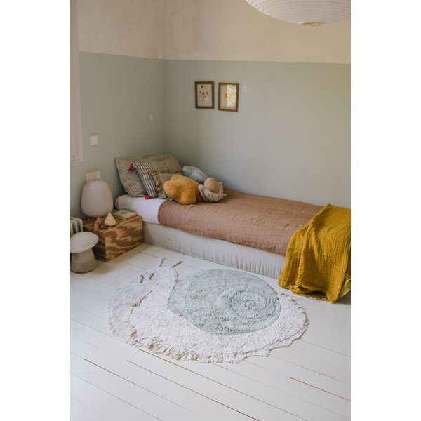 Piparmētru zaļš/gaiši pelēks mazgājams/ar rokām darināts kokvilnas bērnu paklājs 100x120 cm Snail – Lorena Canals-image-4