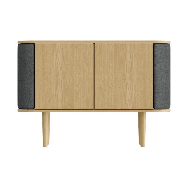 Antracīta pelēka/dabīga toņa zema kumode ar ozolkoka imitāciju 109x75 cm Treasures – UMAGE-image-3