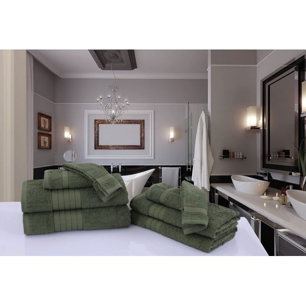 Tumši zaļi frotē kokvilnas dvieļi (4 gab.) 50x100 cm – Good Morning-image-2