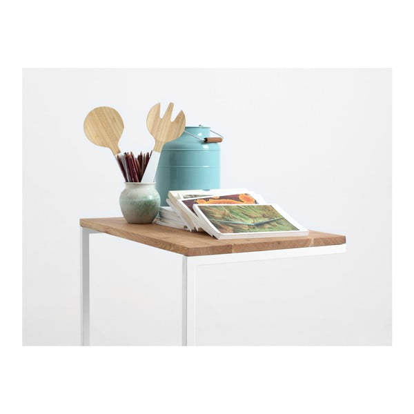 Galds ar baltu pamatni un masīvkoka virsmu CustomForm Lupe-image-1