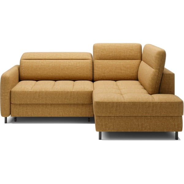 Dzeltens samta salokāms/ar uzglabāšanas vietu stūra dīvāns (ar labo stūri/L veida) Barea – ELTAP