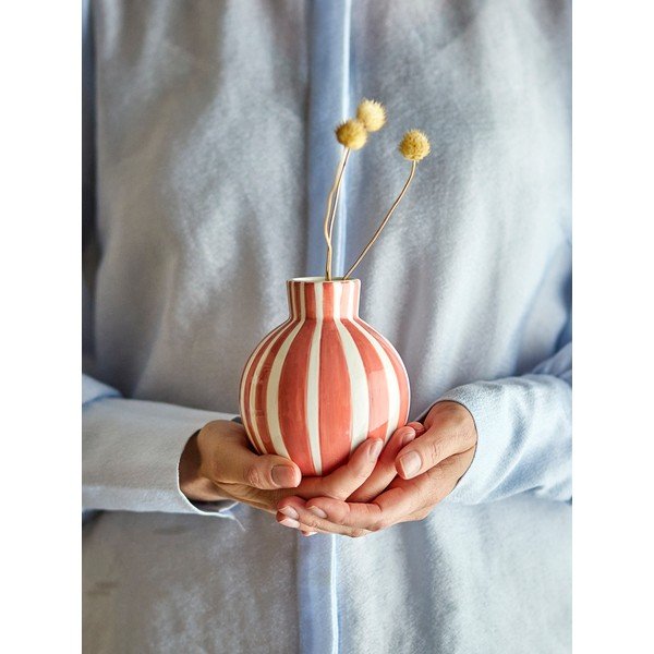 Oranža dolomīta ar rokām apgleznota vāze (augstums 11 cm) Fian – Bloomingville-image-1