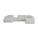 Balts stūra dīvāns no buklē auduma (U veida) Roxy – Scandic