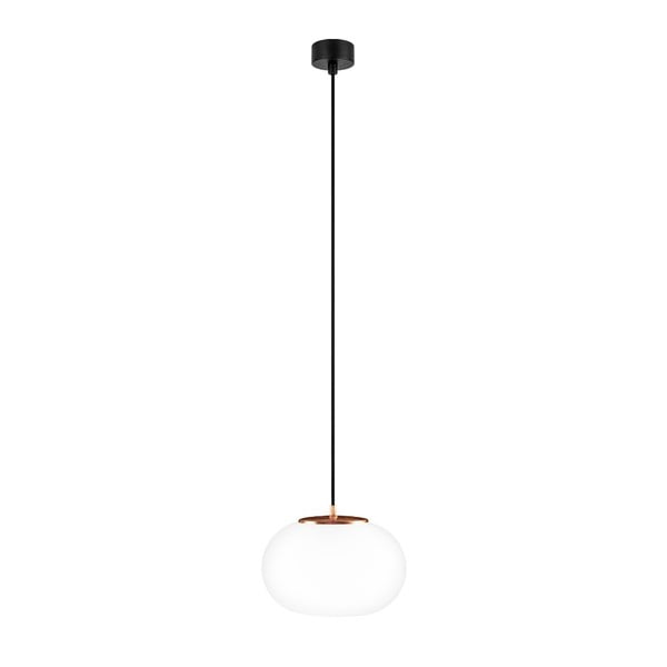 Balta piekaramā lampa ar melnu kabeli un vara krāsas detaļām Sotto Luce Dosei
