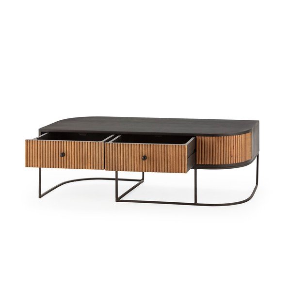 Dabīga toņa mango masīvkoka žurnālgaldiņš 60x120 cm Curve – MOME-image-4