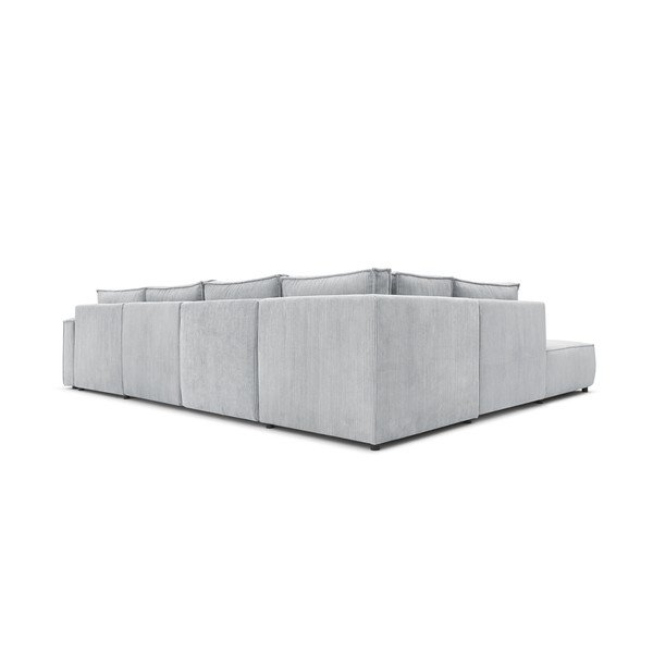 Gaiši pelēks velveta stūra dīvāns (ar kreiso stūri/U veida) Nihad modular – Bobochic Paris-image-4