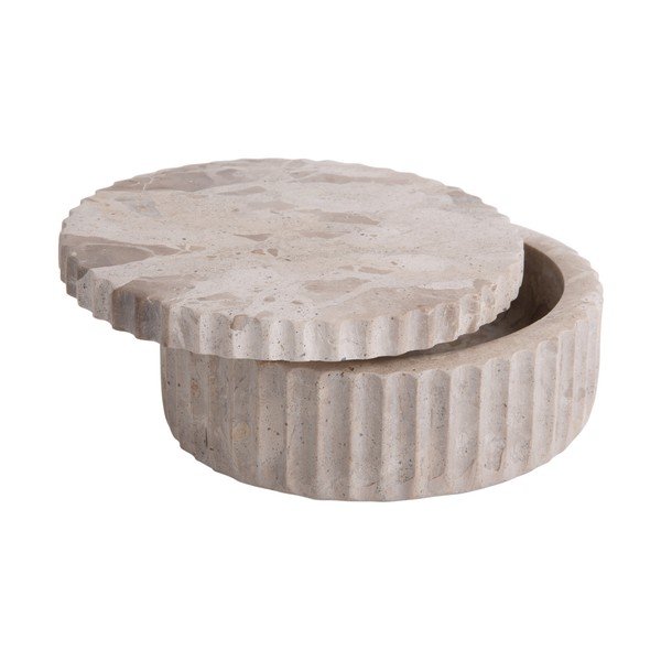 Gaiši brūna dekoratīva akmens uzglabāšanas kaste ø 15x6 cm Marble – PT LIVING-image-3