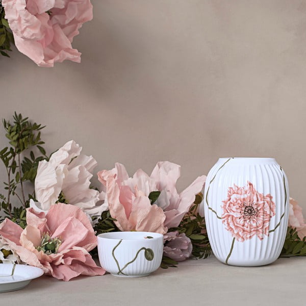 Balta porcelāna vāze Kähler Design Poppy, augstums 21 cm-image-2
