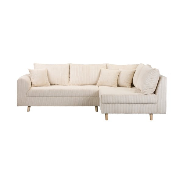 Krēmkrāsas velveta stūra dīvāns (ar labo stūri) Ariella – Ropez
