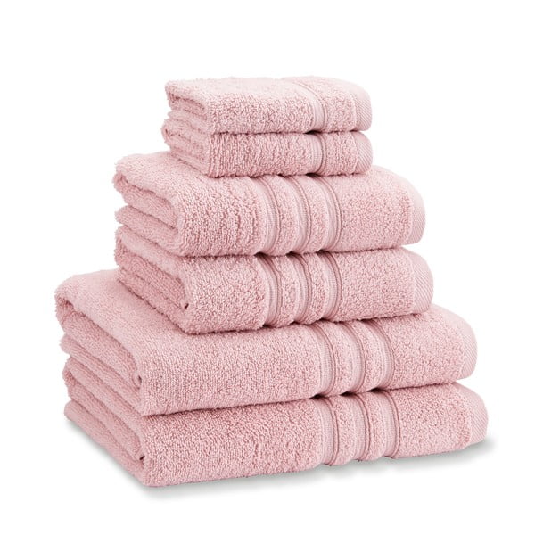 Gaiši rozā frotē kokvilnas dvieļi komplektā (6 gab.) Zero Twist – Catherine Lansfield