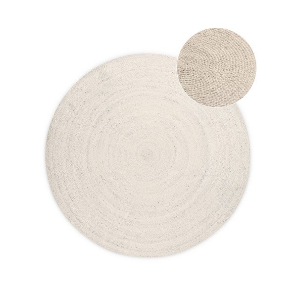 Krēmkrāsas divpusējs/ar rokām darināts džutas apaļš paklājs ø 100 cm Braided – Hanse Home