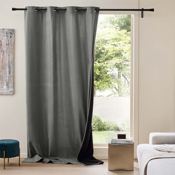 Antracīta pelēks velveta siltumizolējošs aizkars 140x260 cm Madison – douceur d'intérieur-image-1