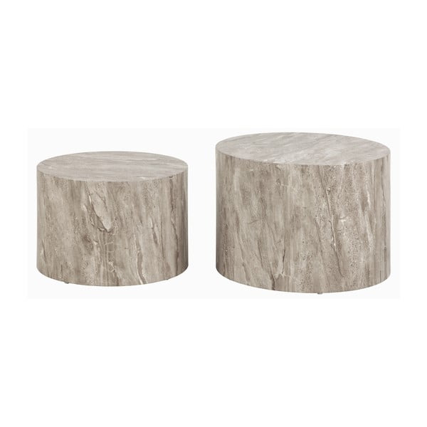 Pelēki apaļi žurnālgaldiņi ar akmens imitāciju (2 gab.) ø 58 cm Dice – Actona-image-4