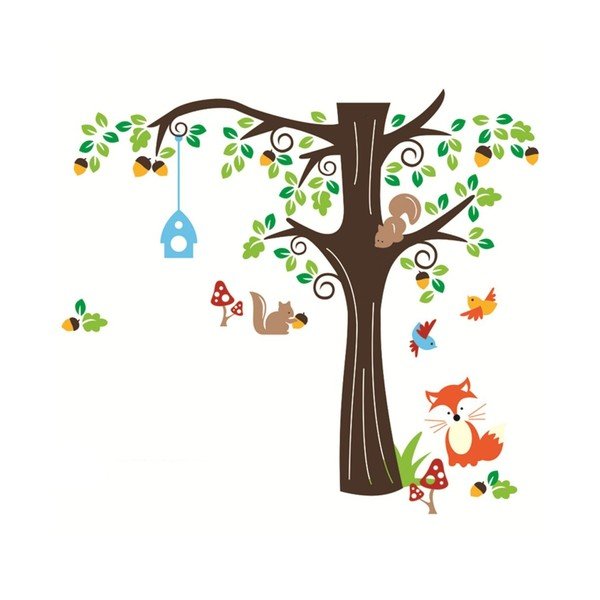 Sienas uzlīmju komplekts Ambiance Nut Tree And Fox-image-1