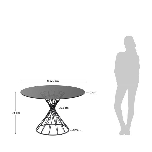 Melns apaļš ēdamgalds ar stikla galda virsmu ø 120 cm Niut – Kave Home-image-4