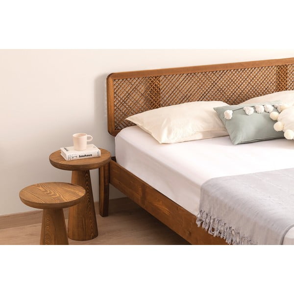 Dabīga toņa/tumši brūna egles masīvkoka divvietīga gulta ar redelēm 180x200 cm Izabelya – Kalune Design-image-3