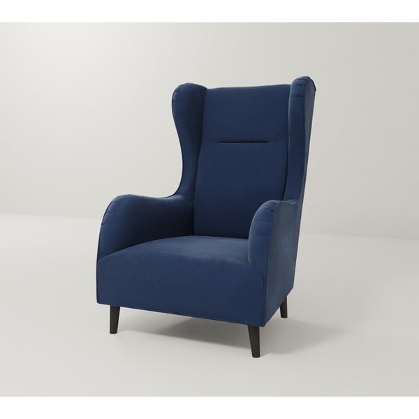 Tumši zils samta atpūtas krēsls ar atzveltni Carole – Ropez