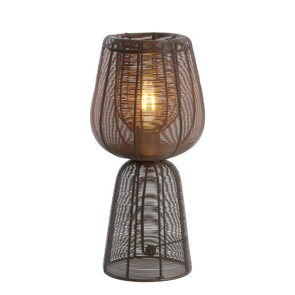 Tumši brūna galda lampa (augstums 42 cm) Aboso – Light & Living
