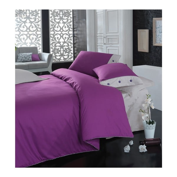 Violeta gultas veļa ar palagu divguļamai gultai Gluda, 200 x 220 cm