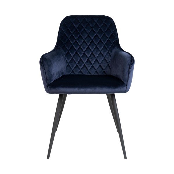 Tumši zili polsterēti ēdamistabas krēsli ar roku balstiem (2 gab.) Harbo – House Nordic-image-2