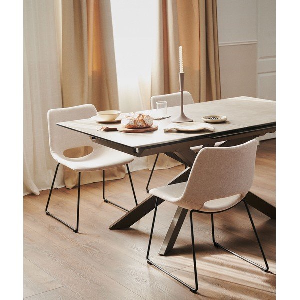 Izvelkams ēdamgalds ar papildu galda virsmu ar keramikas virsmu 90x160 cm Atminda – Kave Home-image-1