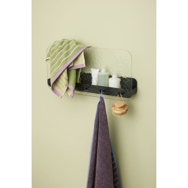 Melns metāla sienas pakaramais ar plauktu Shack - Hübsch-image-1