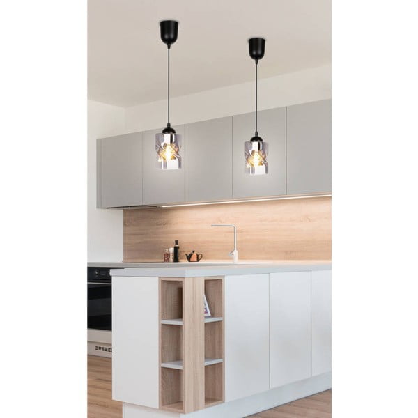 Melna piekaramā lampa ar stikla abažūru ø 10 cm Felis – Candellux Lighting-image-3