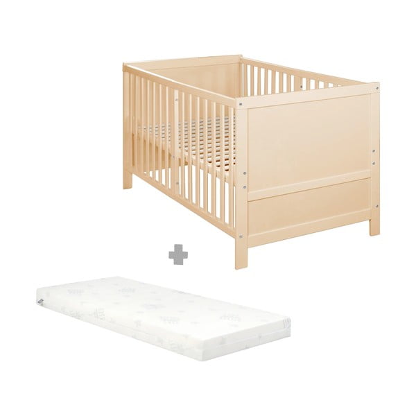 Dabīga toņa bērnu gultiņa ar regulējamu augstumu 70x140 cm Easy Sleep – Roba