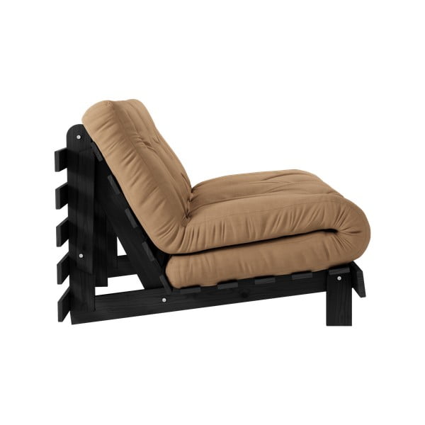 Brūns salokāms dīvāns 140 cm Roots Black Night – Karup Design-image-4