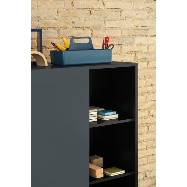 Melna/antracīta pelēka augsta kumode ar bīdāmām durvīm 120x140 cm Nube – Teulat-image-1