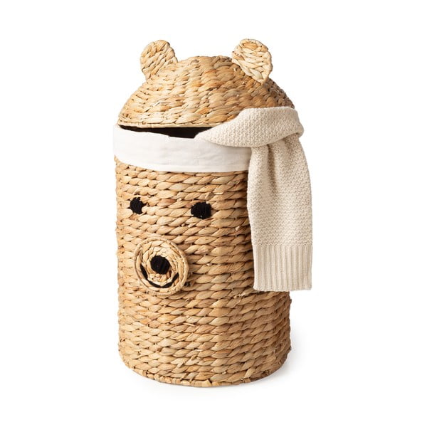 Dabīga toņa bērnu rotaļlietu grozs no ūdens hiacintes ø 30x56 cm Bear – Compactor-image-4