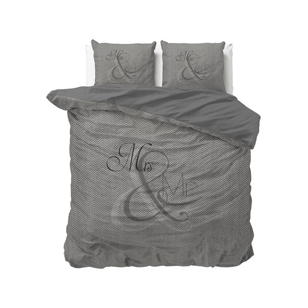 Kokvilnas divvietīga gultasveļa Pure Cotton Mr and Mrs Knitted, 200 x 200/220 cm