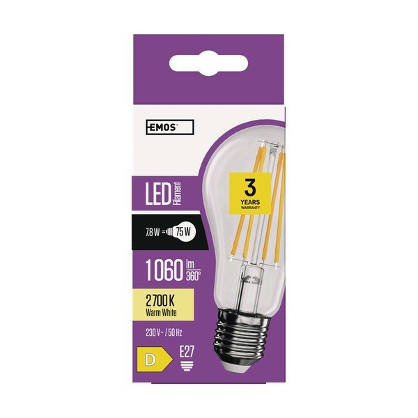 Silti balta LED spuldze ar E27 spuldžu ietveri, 8 W – EMOS-image-1