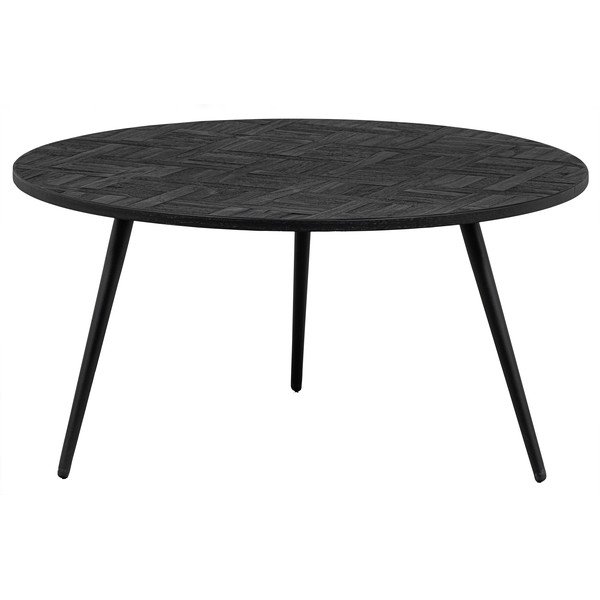 Melns tīkkoka masīvkoka apaļš žurnālgaldiņš ø 74 cm Leo – WOOOD-image-2