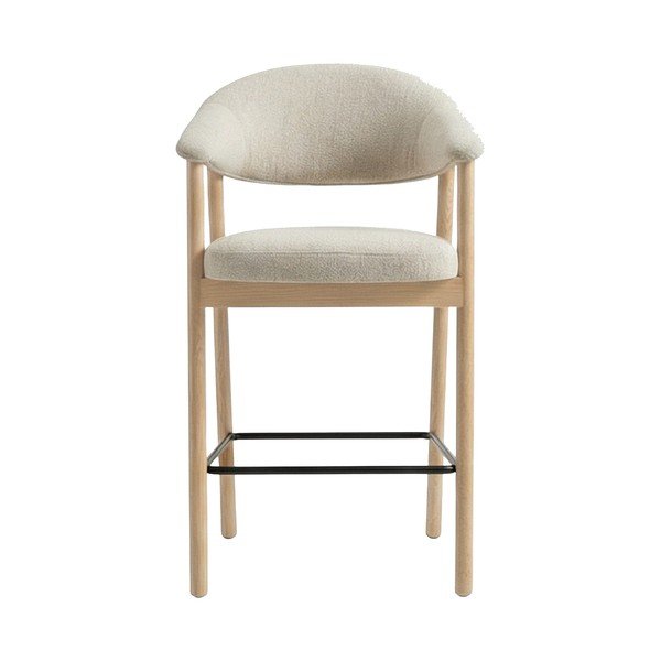 Krēmkrāsas/dabīga toņa polsterēts bāra krēsls ar roku balstiem (sēdekļa augstums 67 cm) Elk – Unique Furniture-image-1