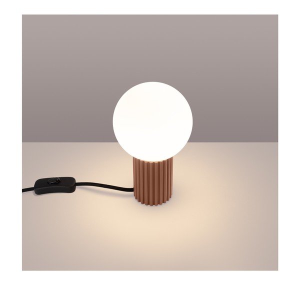 Gaiši brūna galda lampa ar stikla abažūru (augstums 19 cm) Orbital – Sollux-image-1