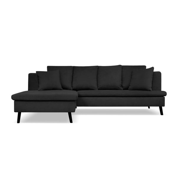 Melns dīvāns četrām personām ar kreiso šozu Cosmopolitan design Hamptons