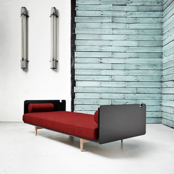 Dīvāns gulta Karup Deva Black/Raw Oak/Passion Red-image-2